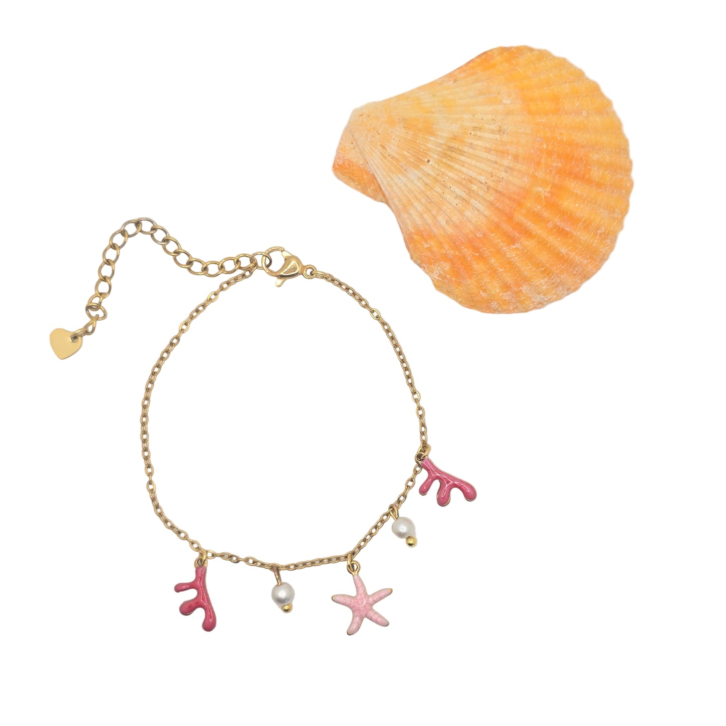 dainty tiny starfish reef pink bracelet