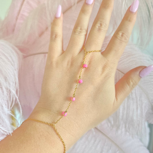 dainty pink hand chain festive cute