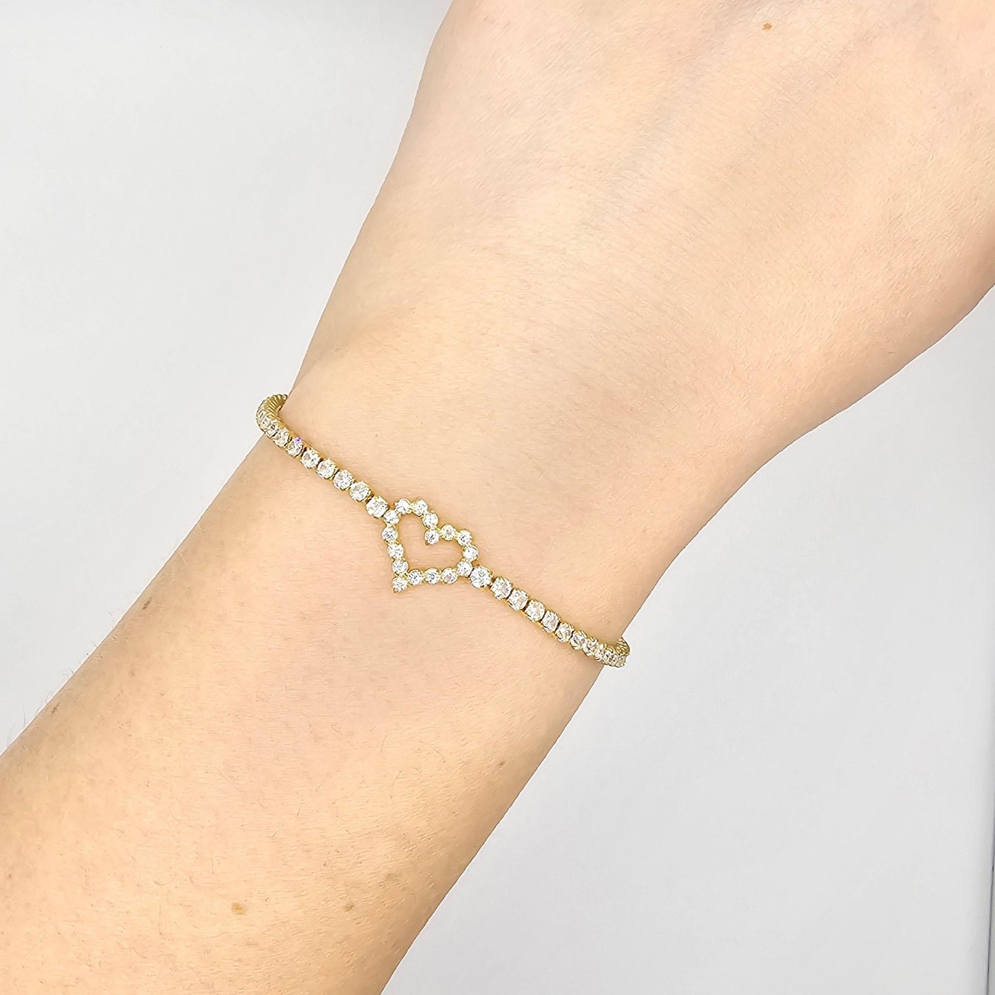 heart diamond tennis bracelet waterproof tarnish free