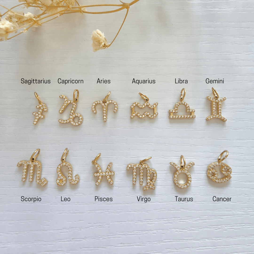 personalized charm necklace zodiac sign star sign sweatproof waterproof