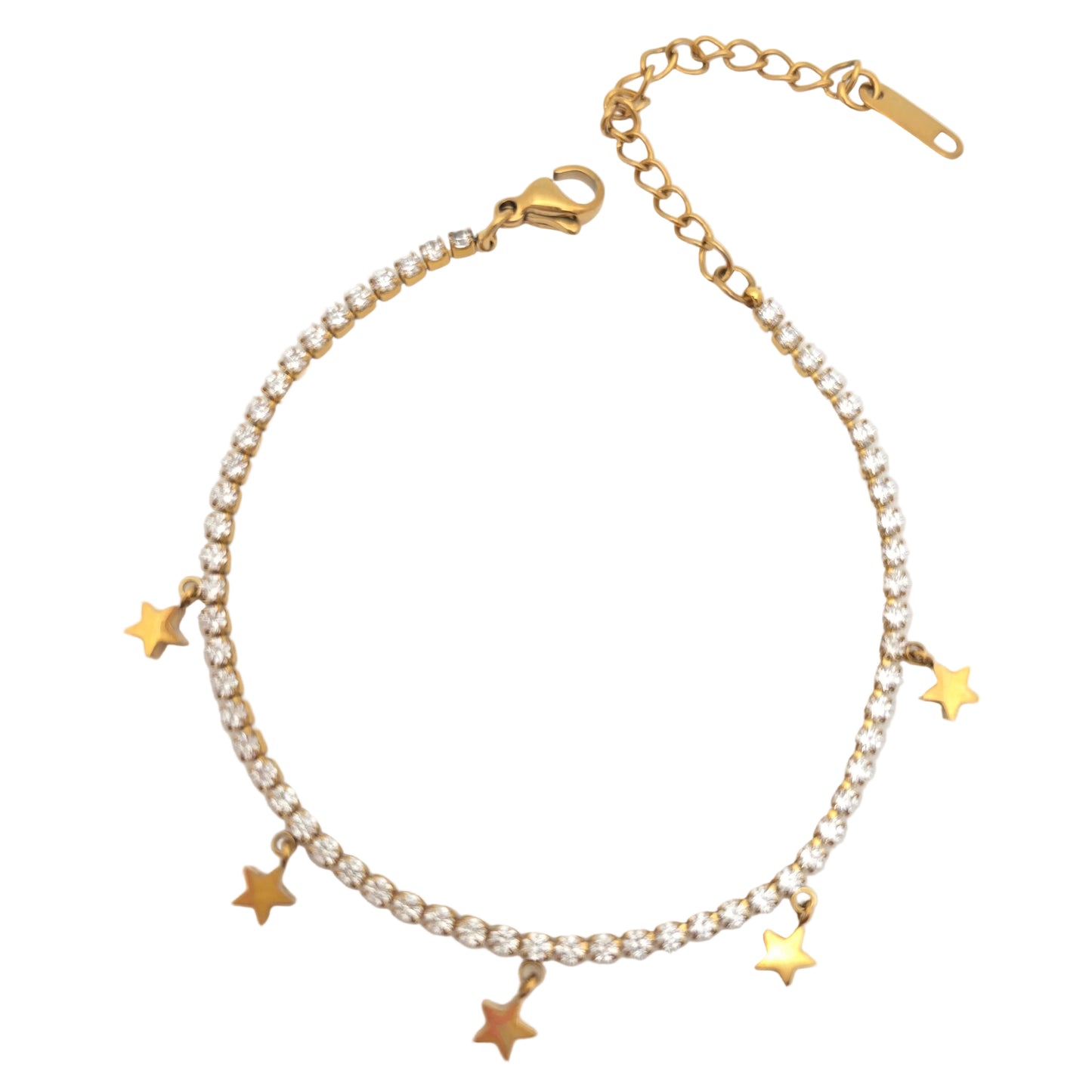 dainty tennis bracelet with star charms