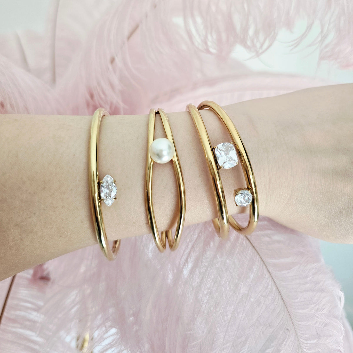 dainty gold waterproof stacking bangles