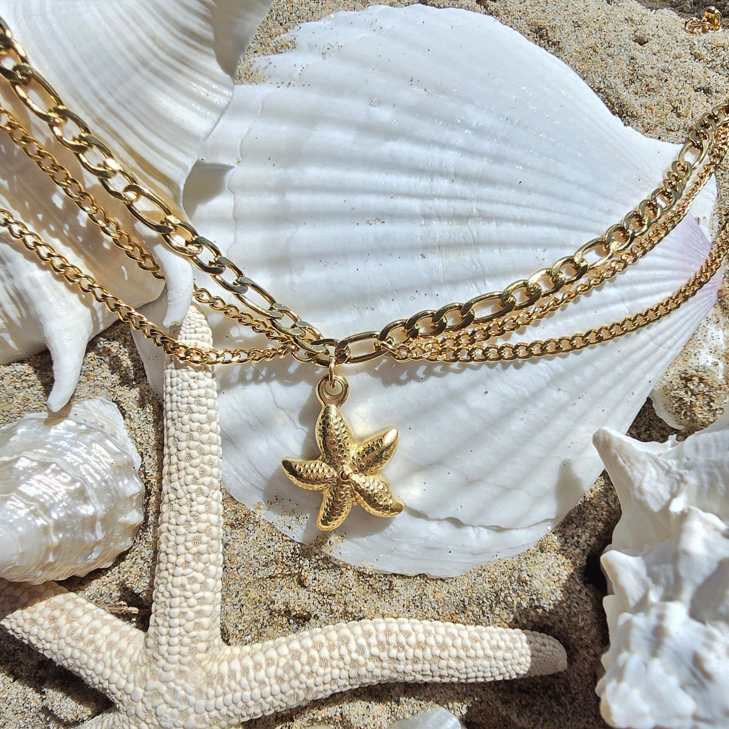 gold dainty starfish anklet summer vacation jewelry waterproof sweatproof