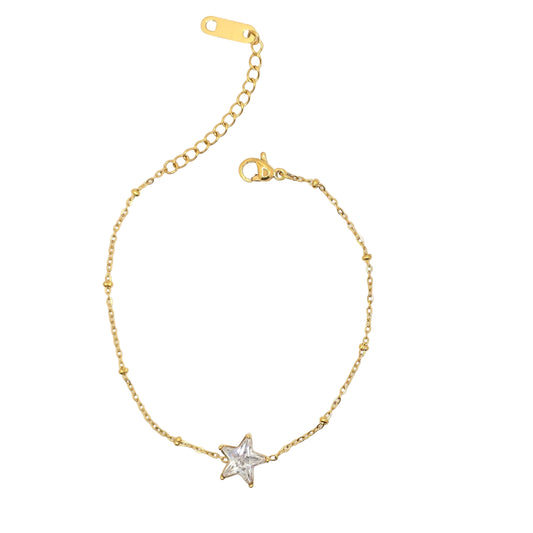 dainty gold diamond star bracelet stackable