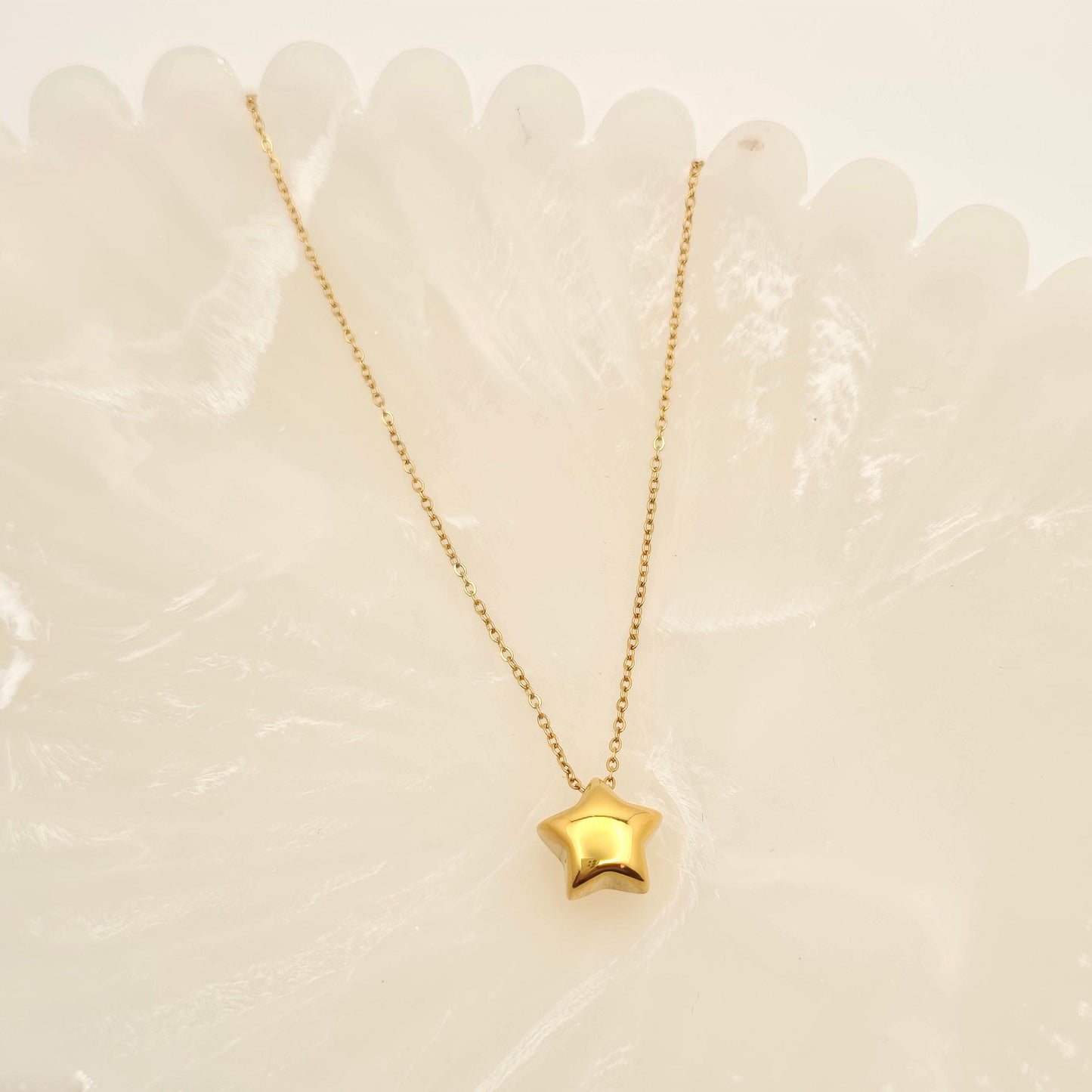 dainty gold puff necklace waterproof