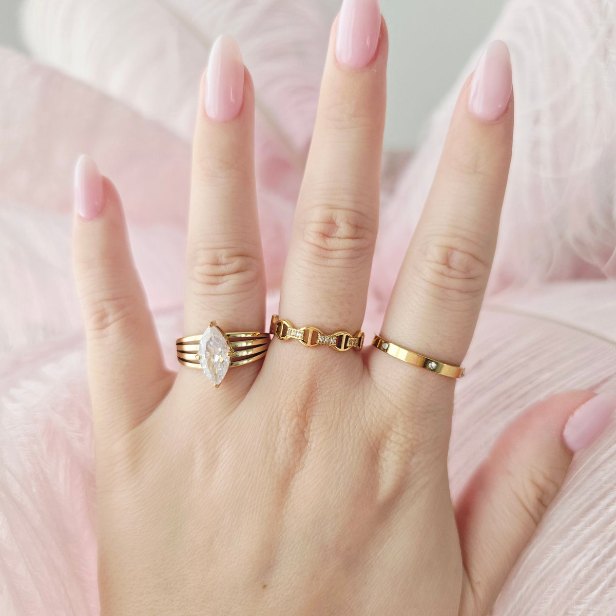 gold waterproof stacking rings