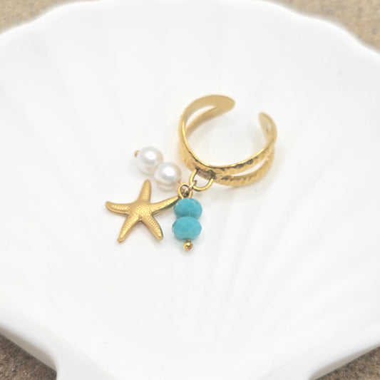 gold waterproof ocean beach ring