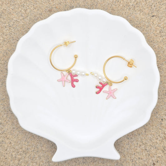 tiny ocean beach gold waterproof earrings