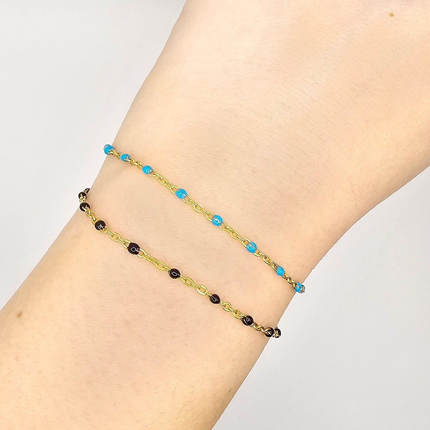 dainty colored beaded bracelet stackable waterproof