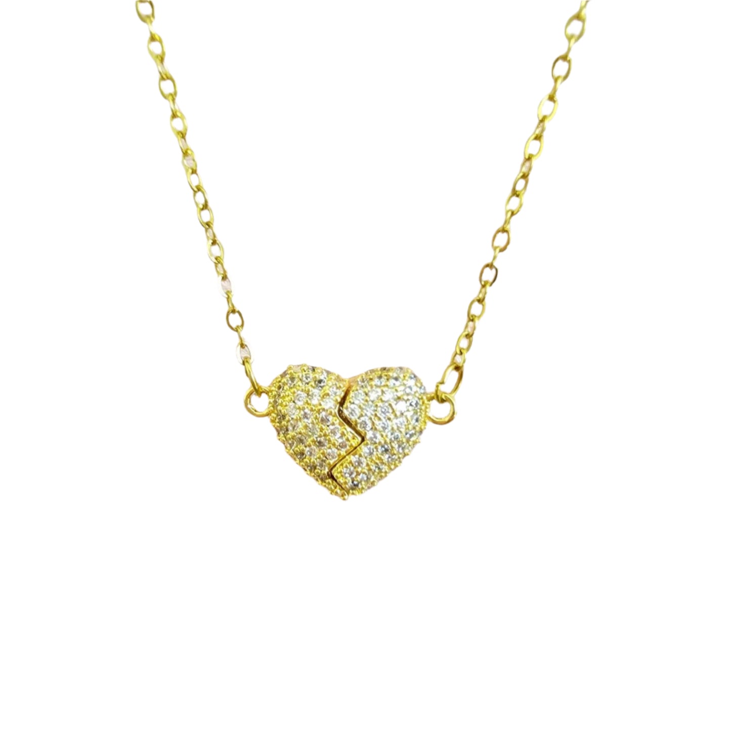 gold heart necklace heart break dainty gift