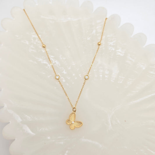 gold dainty butterfly necklace designer dupe