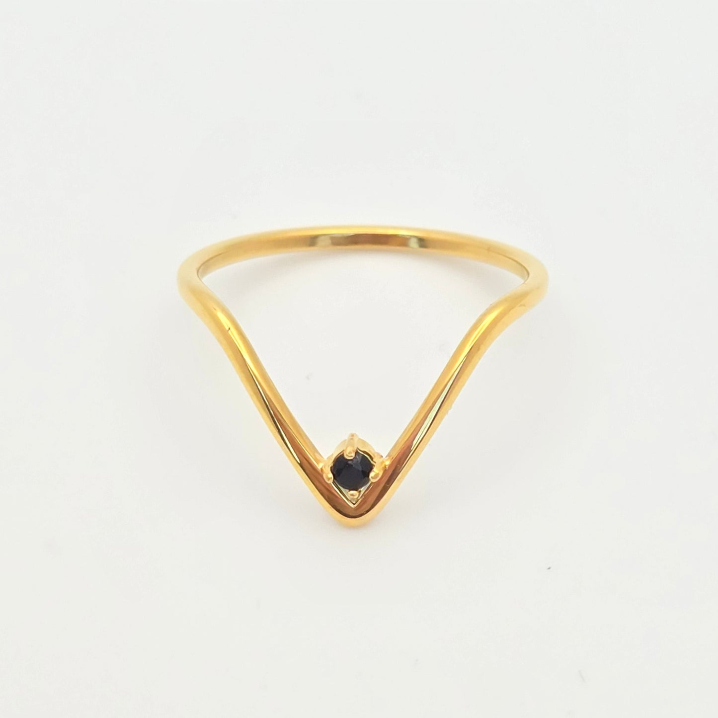 delicate black diamond v stackable waterproof ring