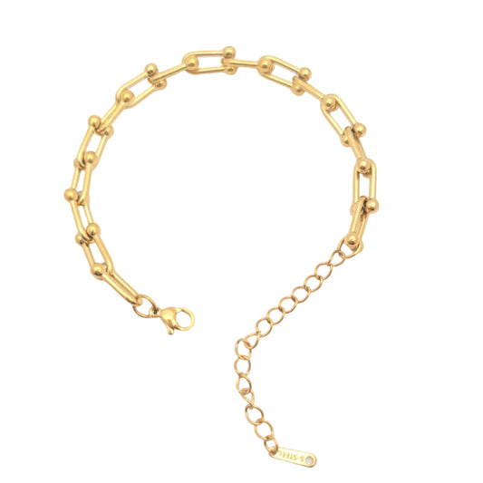 dupe gold linked chain bracelet stacking