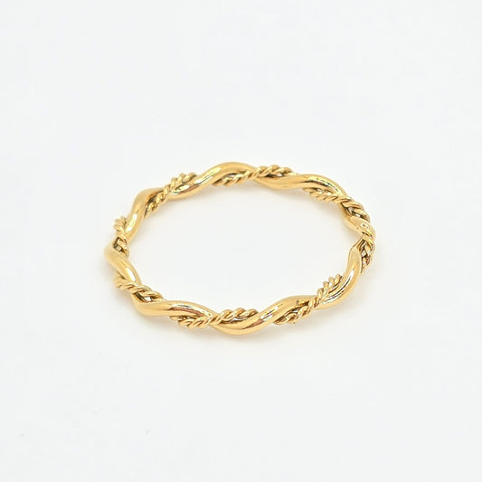 dainty twist rope waterproof gold ring stackable