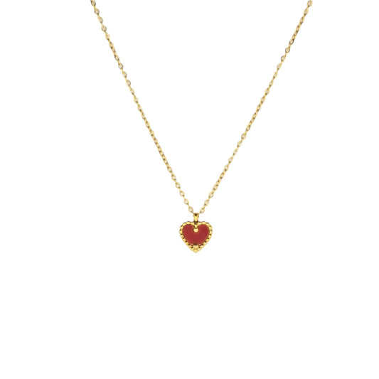 red gold heart necklace dainty waterproof