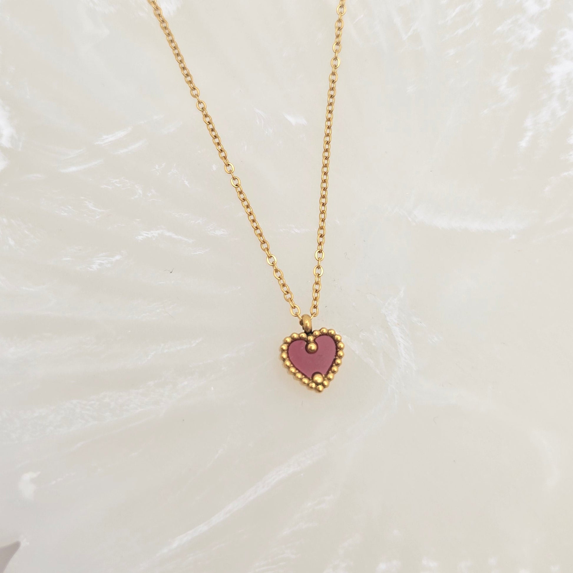 gold red heart dainty necklace perfect gift