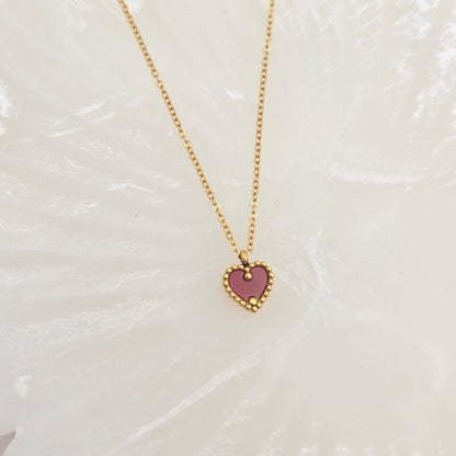 gold red heart dainty necklace perfect gift
