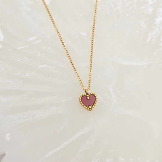 gold red heart dainty necklace perfect gift