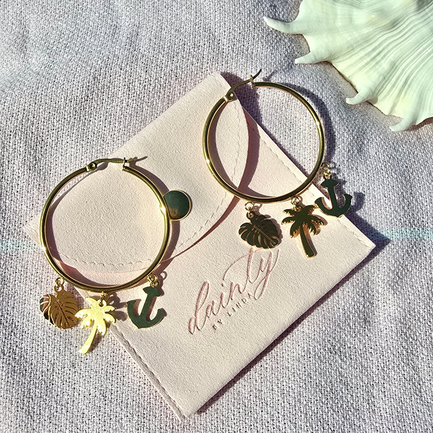 perfect vacation gold hoop charm earrings