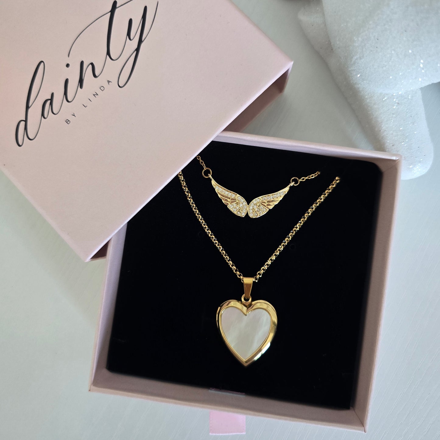 angel wings heart locket necklace perfect gift