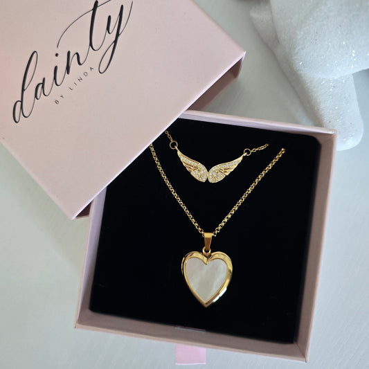 angel wings heart locket necklace perfect gift