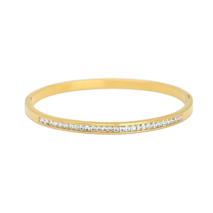 white diamond gold bangle stackable 