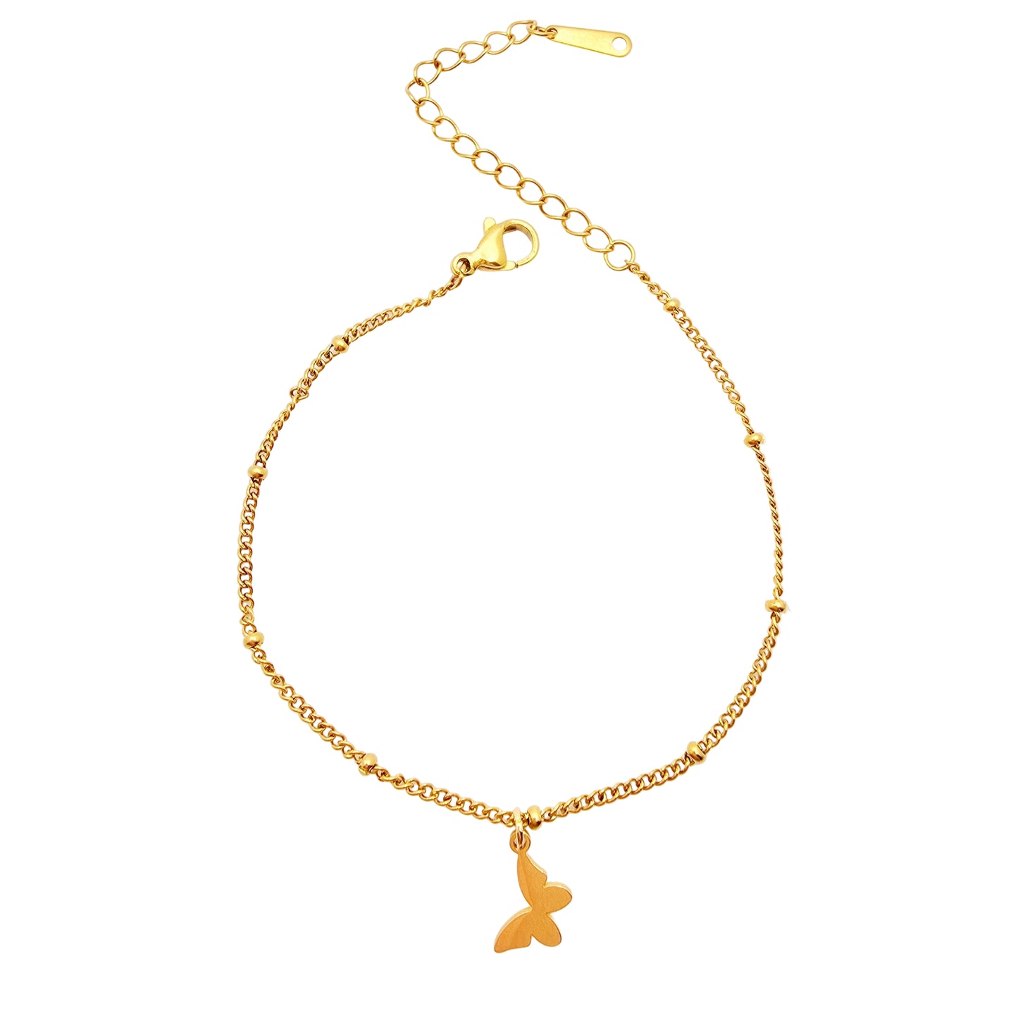 dainty gold cute butterfly charm bracelet