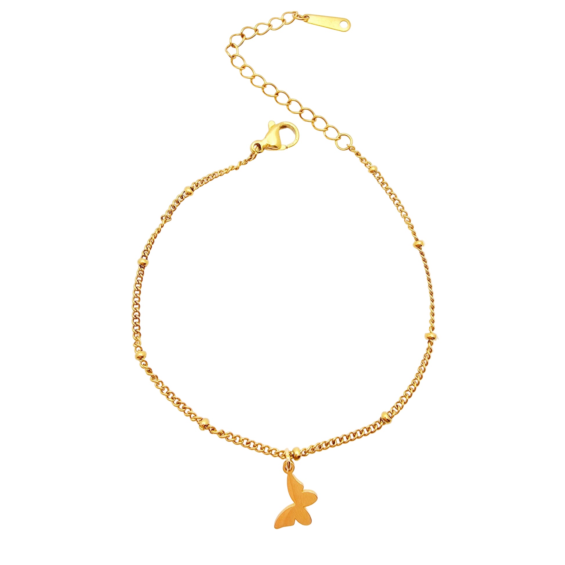 dainty gold cute butterfly charm bracelet