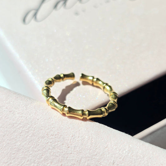 dainty gold bamboo ring stackable