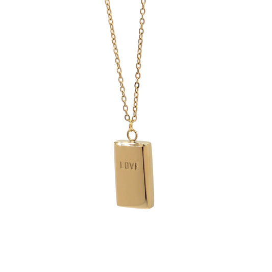 gold bar of love dainty pendant necklace