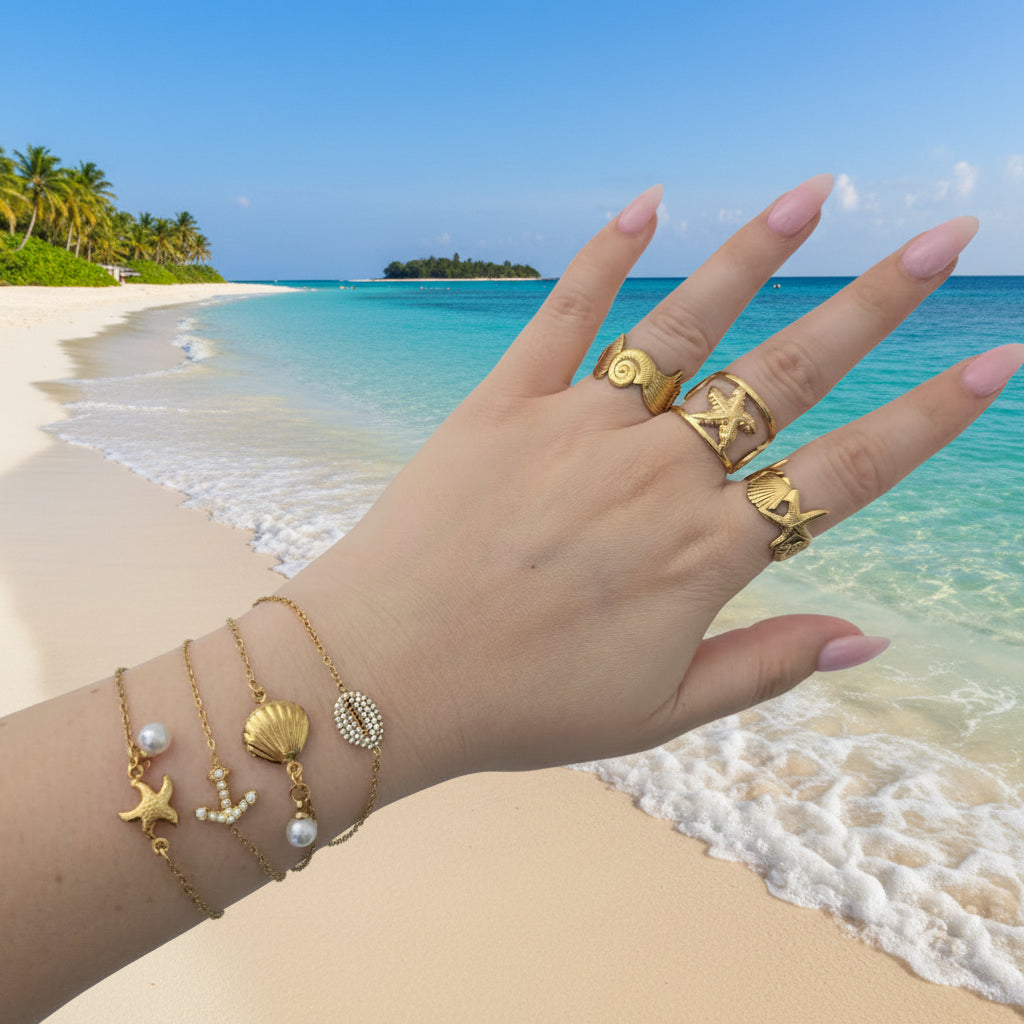 gold waterproof beach jewelry
