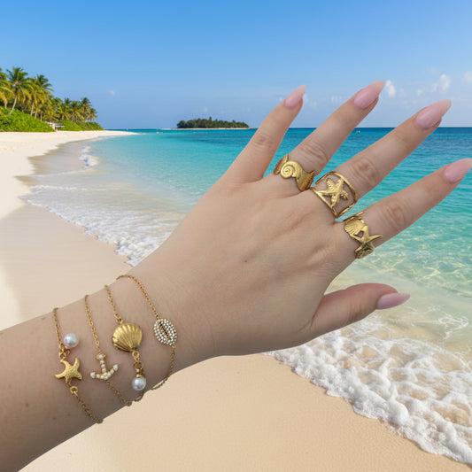 gold waterproof beach jewelry