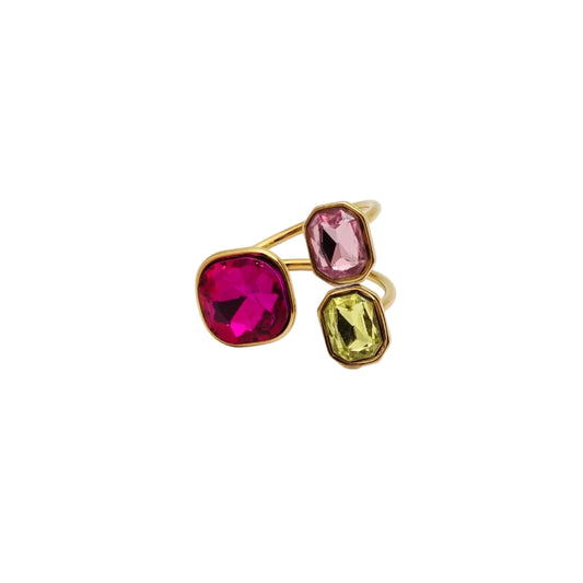 pinks and green stones ring