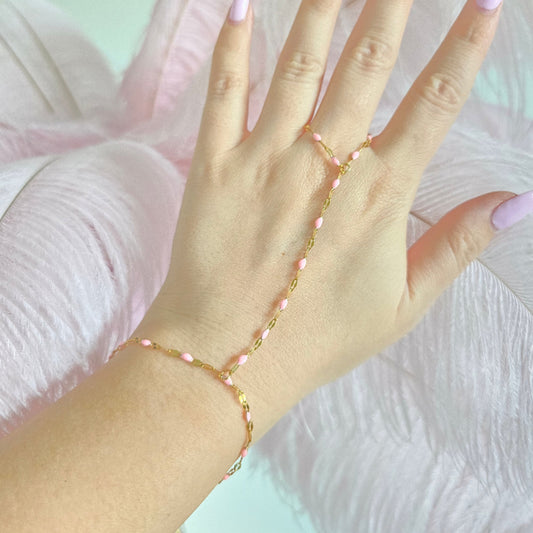 pretty pink beaded hand chain unique jewelry