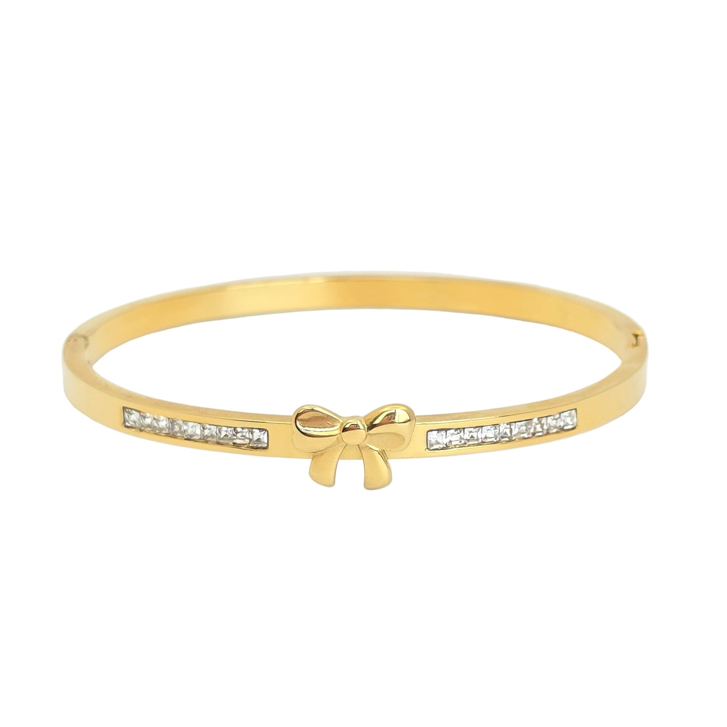 gold dainty cute bow bangle stackable