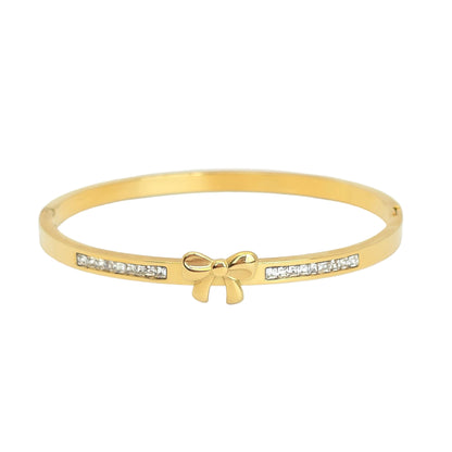 gold dainty cute bow bangle stackable