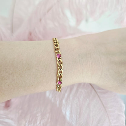 dainty gold pink bracelet stacking