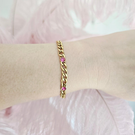 dainty gold pink bracelet stacking