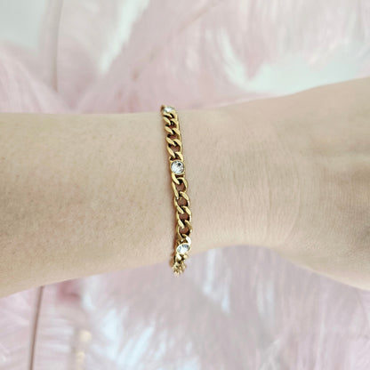 gold waterproof stacking bracelet diamond cz
