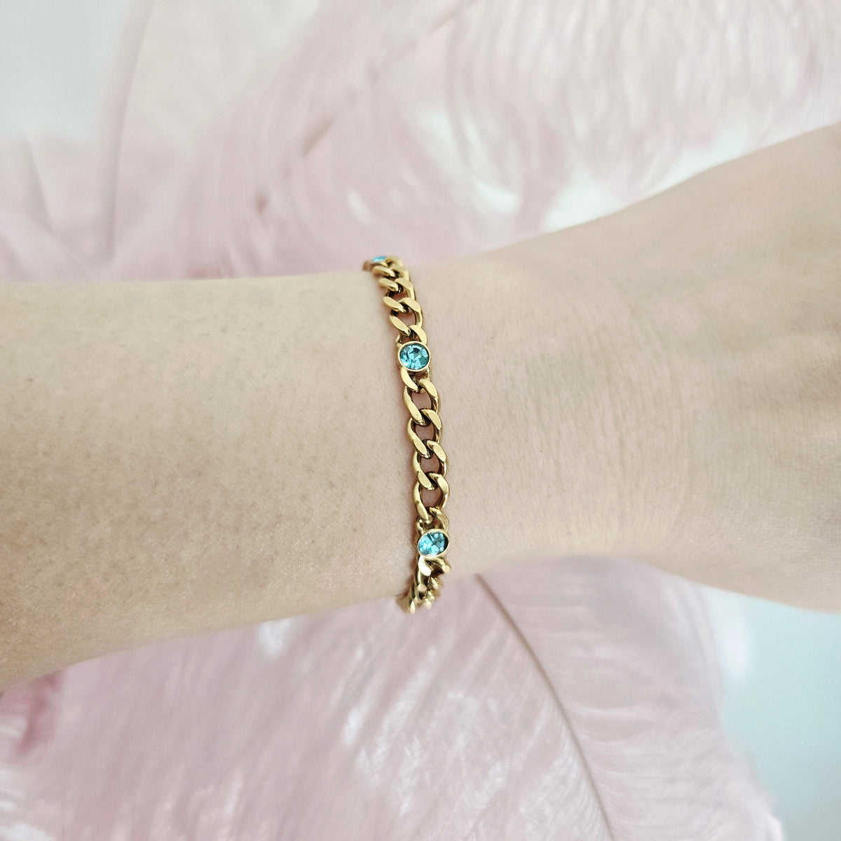 dainty waterproof gold blue bracelets