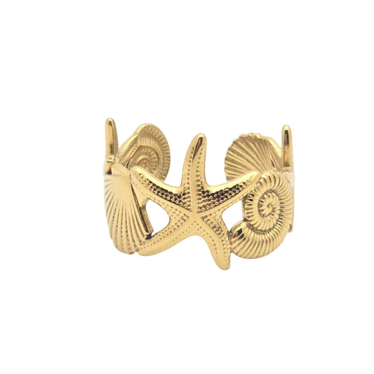 waterproof starfish shell beach ring