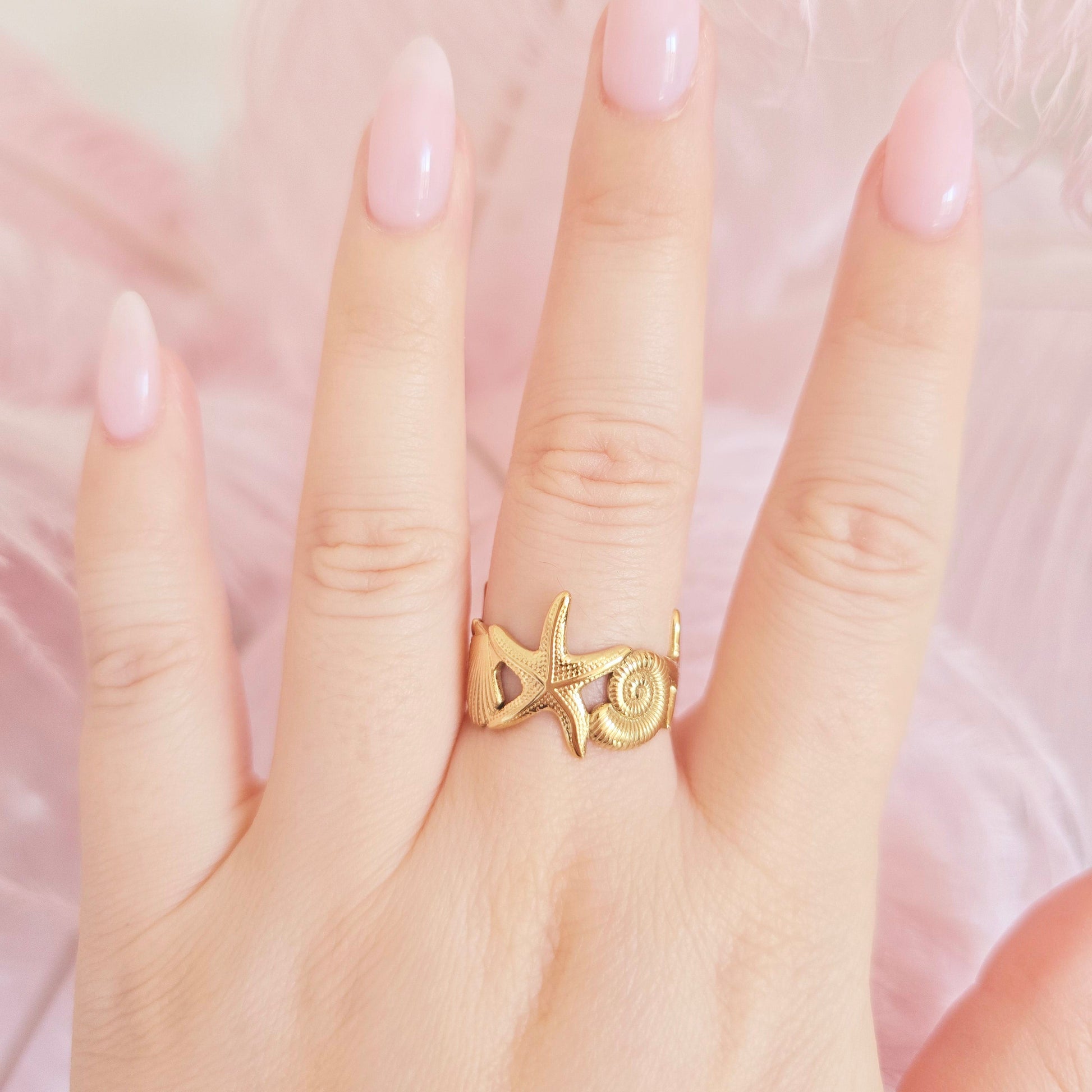 starfish shell vacation summer ring