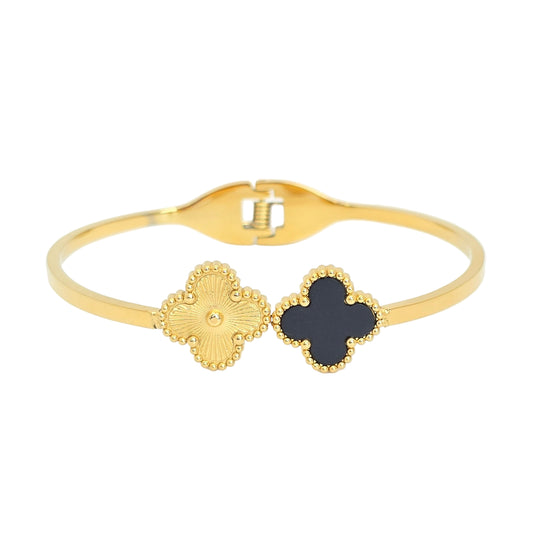 black and gold clover bangle waterproof