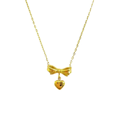 gold dainty heart necklace girly waterproof