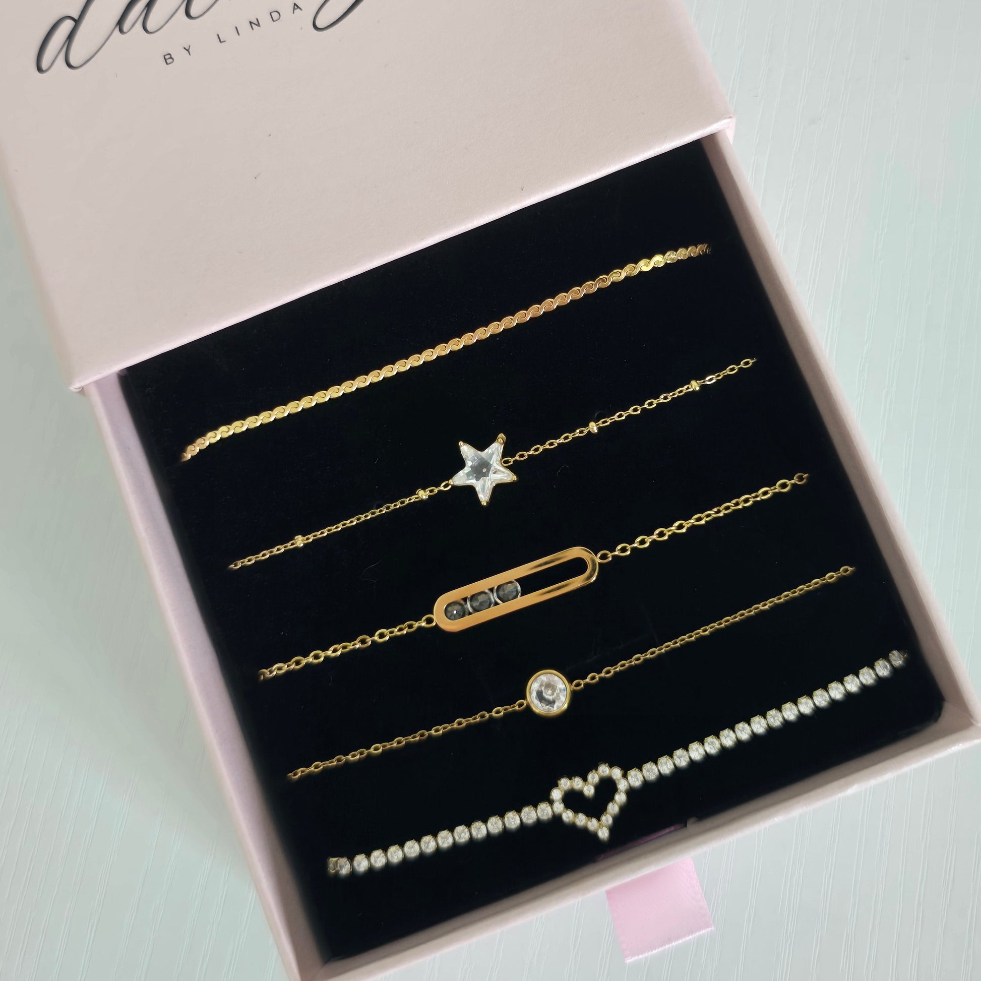 dainty bracelet stack star heart gift set