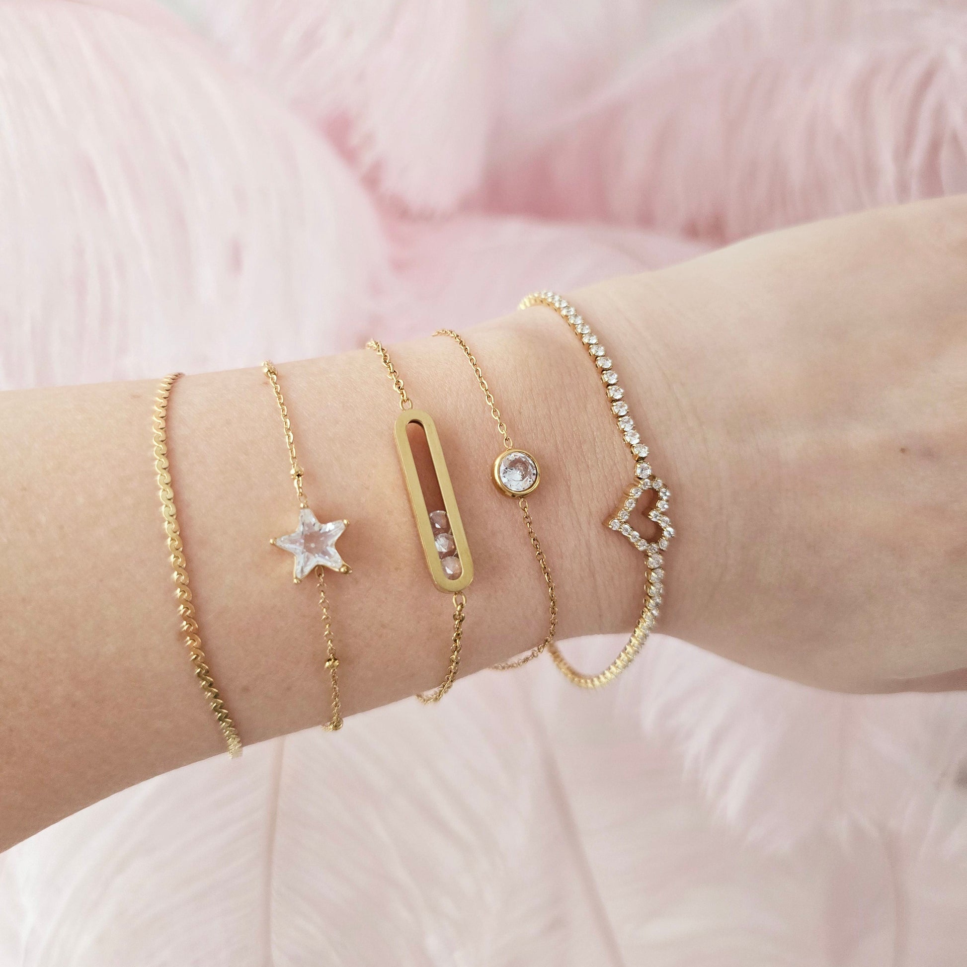 dainty bracelet stack star heart