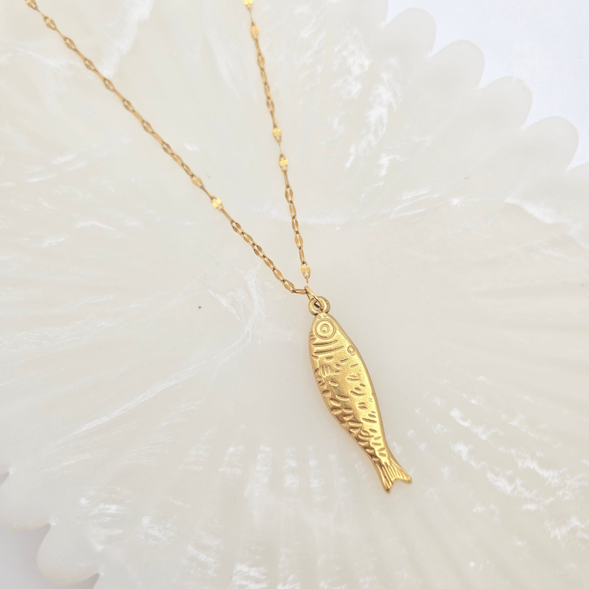 dainty gold fish necklace summer jewelry