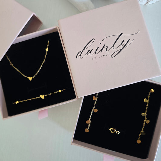 dainty hearts gold jewelry set gift