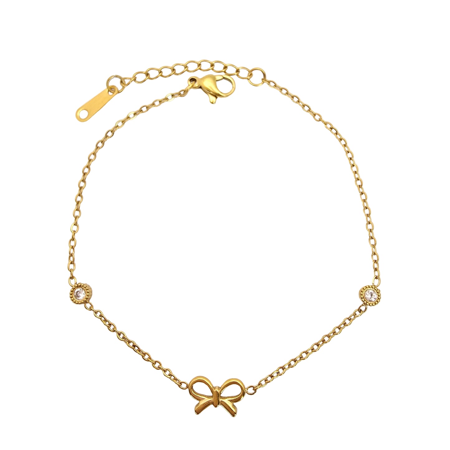 dainty cute bow bracelet gold waterproof