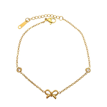 dainty cute bow bracelet gold waterproof